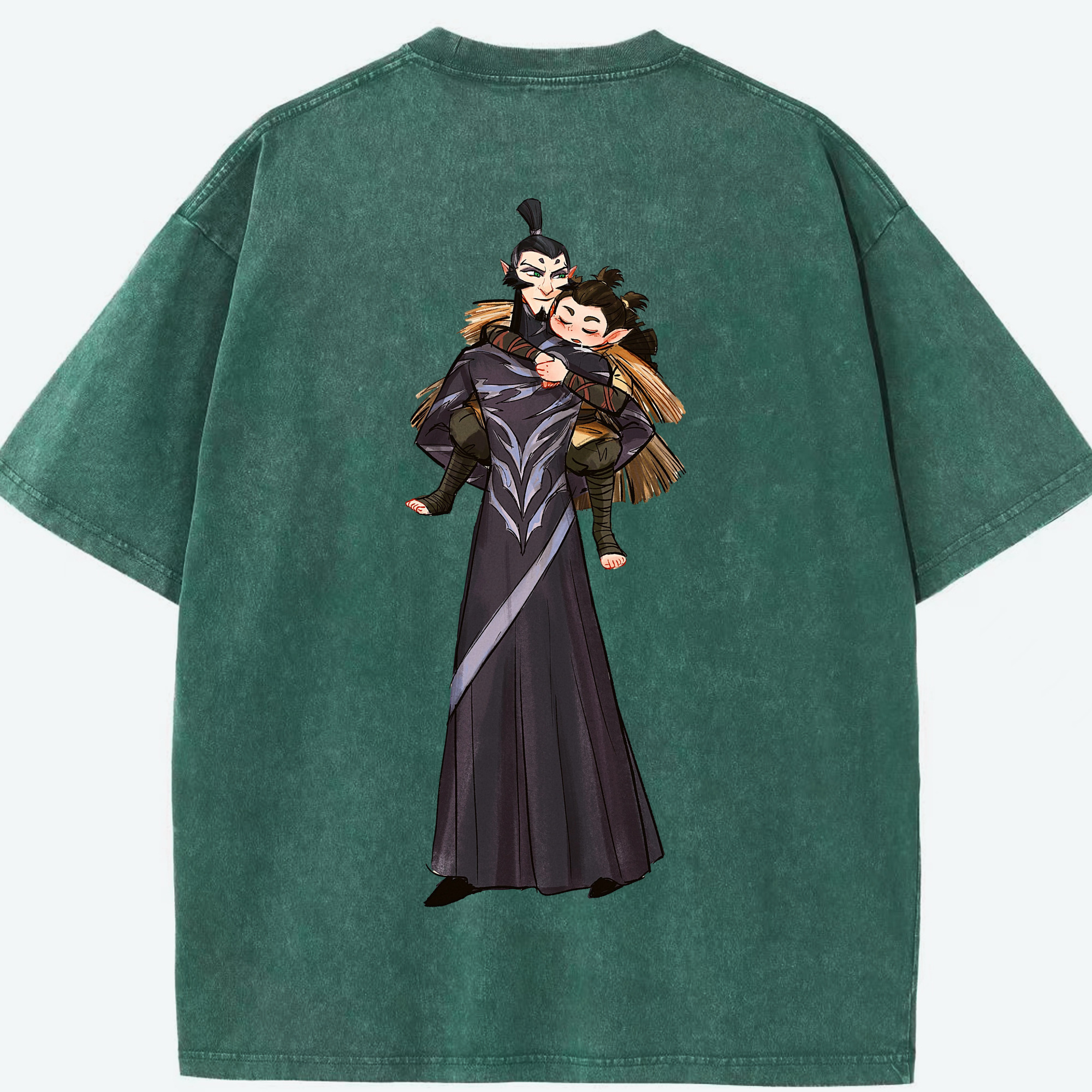（画像用） Ne Zha 2 ナタ 魔童の大暴れ 綿100% ヴィンテージ風 半袖Tシャツ（背面プリント）